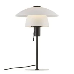 Nordlux VERONA Tischlampe Schwarz, Opal Weiß E27 Mit Schalter 27,5x27,5x40cm